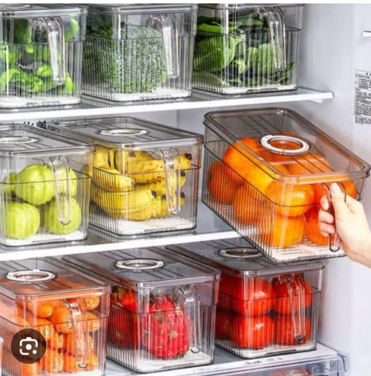 Acrylic Fridge Organizer,BPA-Free Clear Plastic Refrigerator Organizer Bins With Handle For Cabinet, Kitchen, Countertops, Cupboard, Freezer Organization