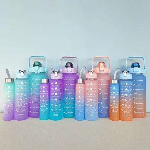OFFER 4-in-1 Set Water Bottle Motivational Sports Leakproof Bottle capacity 2000ML,900ML,600ML,300ML