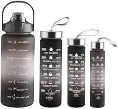 OFFER 4-in-1 Set Water Bottle Motivational Sports Leakproof Bottle capacity 2000ML,900ML,600ML,300ML