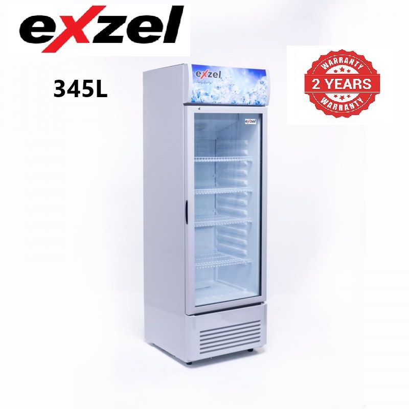 Exzel 345 Litres Showcase Fridge EC-345DF, Ultra Durable Compressor, 4 Sturdy Shelves, Wheels for easy movement, Two Year Warranty.