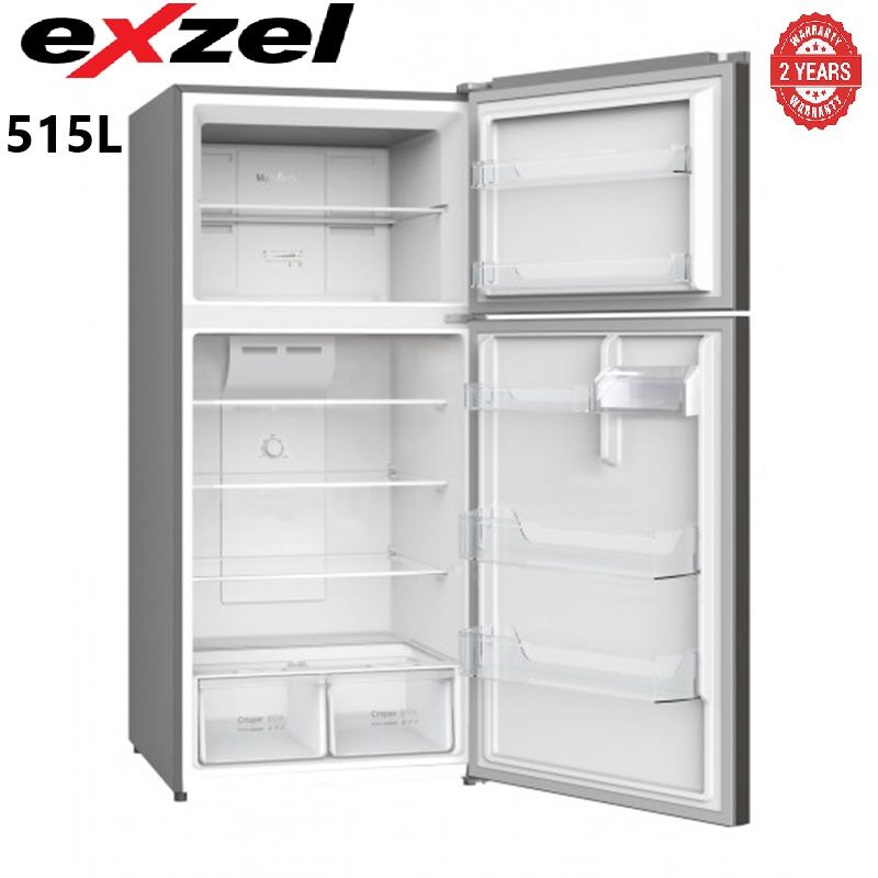 Exzel Fridge 515L No Frost: ERFF-515SL, Inverter Compressor with 10 Year Warranty, Double Door, Cool pack power cut resistant, Energy saving with Inverter, 2 Year Warranty.