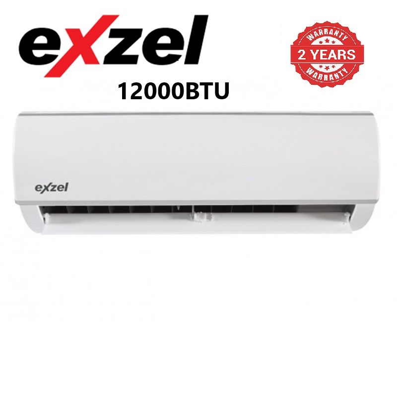 Exzel 12000BTU Inverter Type Air Conditioner With Pipe and Cable: EAC122, Inverter compressor for up to 50% energy saving, Quiet Operation Mode, 2 Year Warranty.