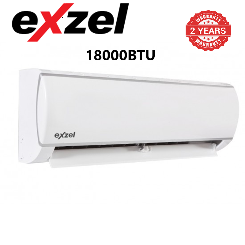 Exzel 18000BTU Inverter Type Air Conditioner With Pipe and Cable: EAC182, Inverter Compressor for up to 50% energy saving, Quiet Operation Mode, Two Year Warranty