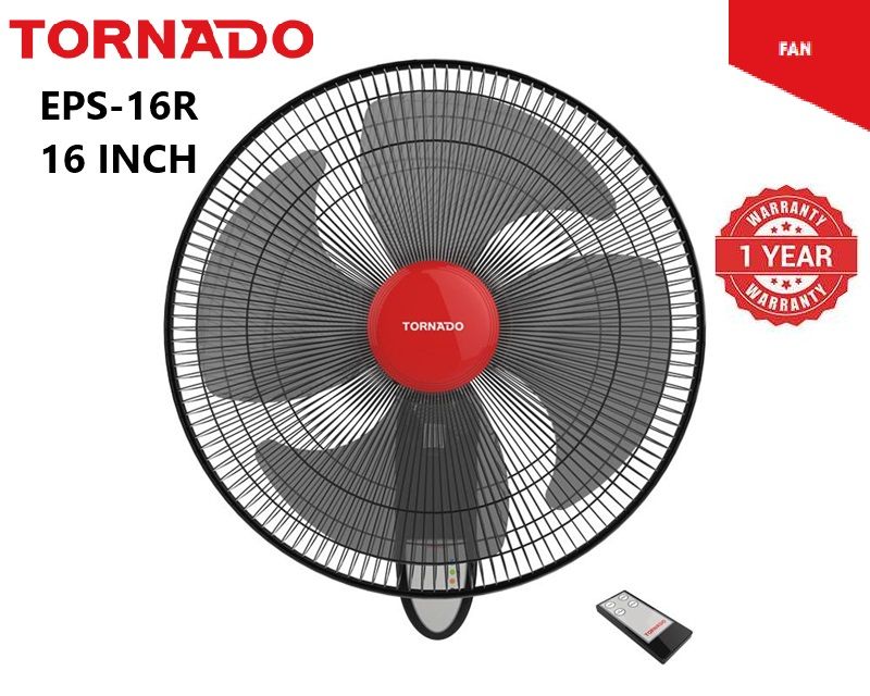 TORNADO EPS-16R 16 Inch Remote Wall Fan Streamlined Design with Shinny & Elegent Look1 Year Warranty.