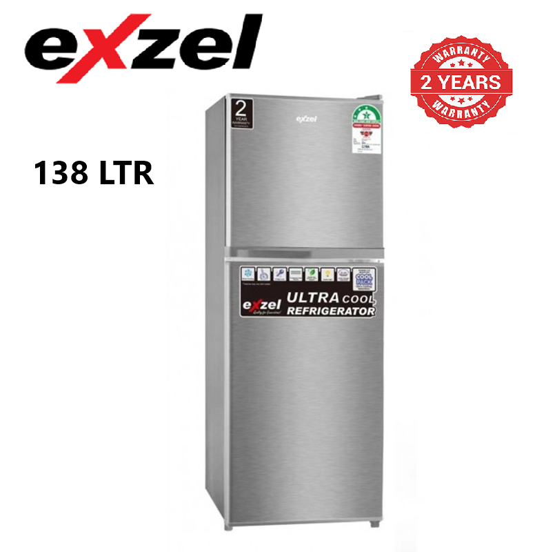 Exzel Fridge 138l Direct Cool: ERD-165SL Direct cool, Large Freezer, CFC Free, Dark Silver 2 Year Warranty