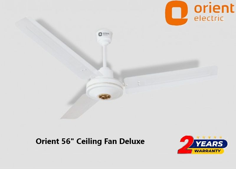 Orient 56" Ceiling Fan Deluxe, Perfectly balanced blades with ribs, Deluxe White, 2 Year Warranty.
