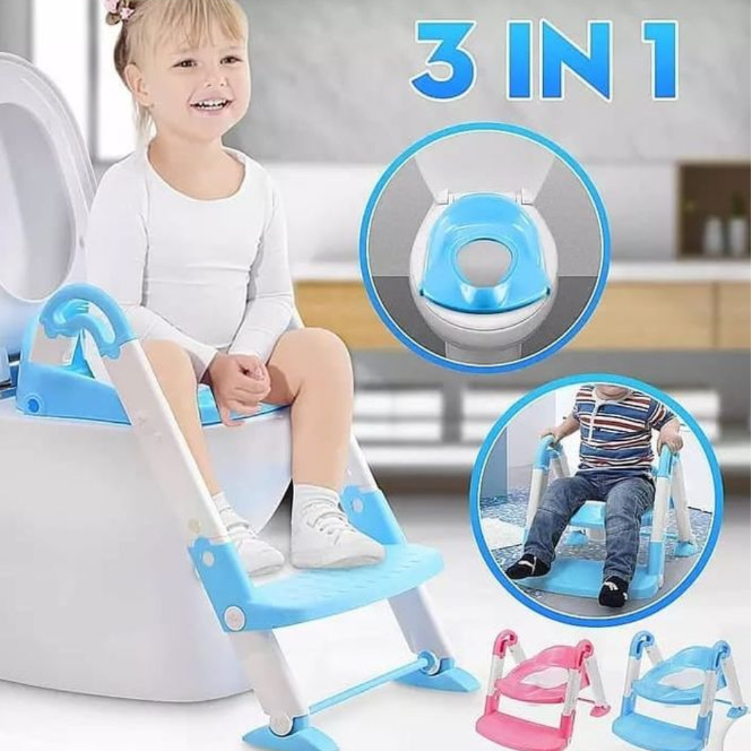 3-in-1 Potty Training Seat with Step Ladder | Adjustable Kids Toilet Trainer for Boys & Girls | Non-Slip, Foldable & Comfortable Design