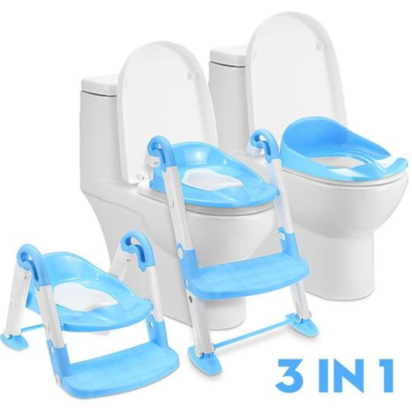 3-in-1 Potty Training Seat with Step Ladder | Adjustable Kids Toilet Trainer for Boys & Girls | Non-Slip, Foldable & Comfortable Design