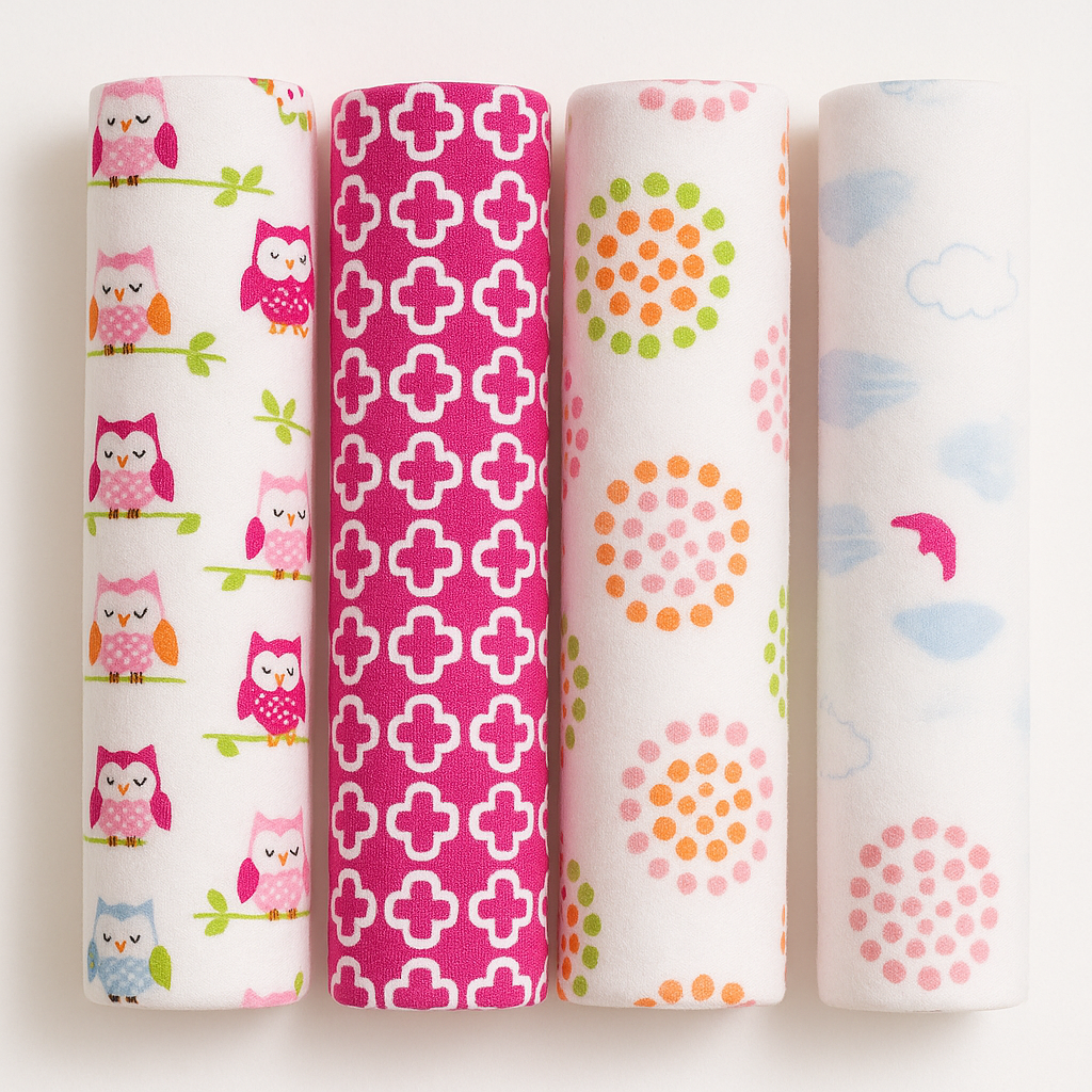 Cotton Flannel Receiving Blankets for Newborns – Soft, Warm, and Breathable Swaddles for Everyday Baby Care-The highly priced are 6 Pcs Pack while lower priced are 4Pcs Pack