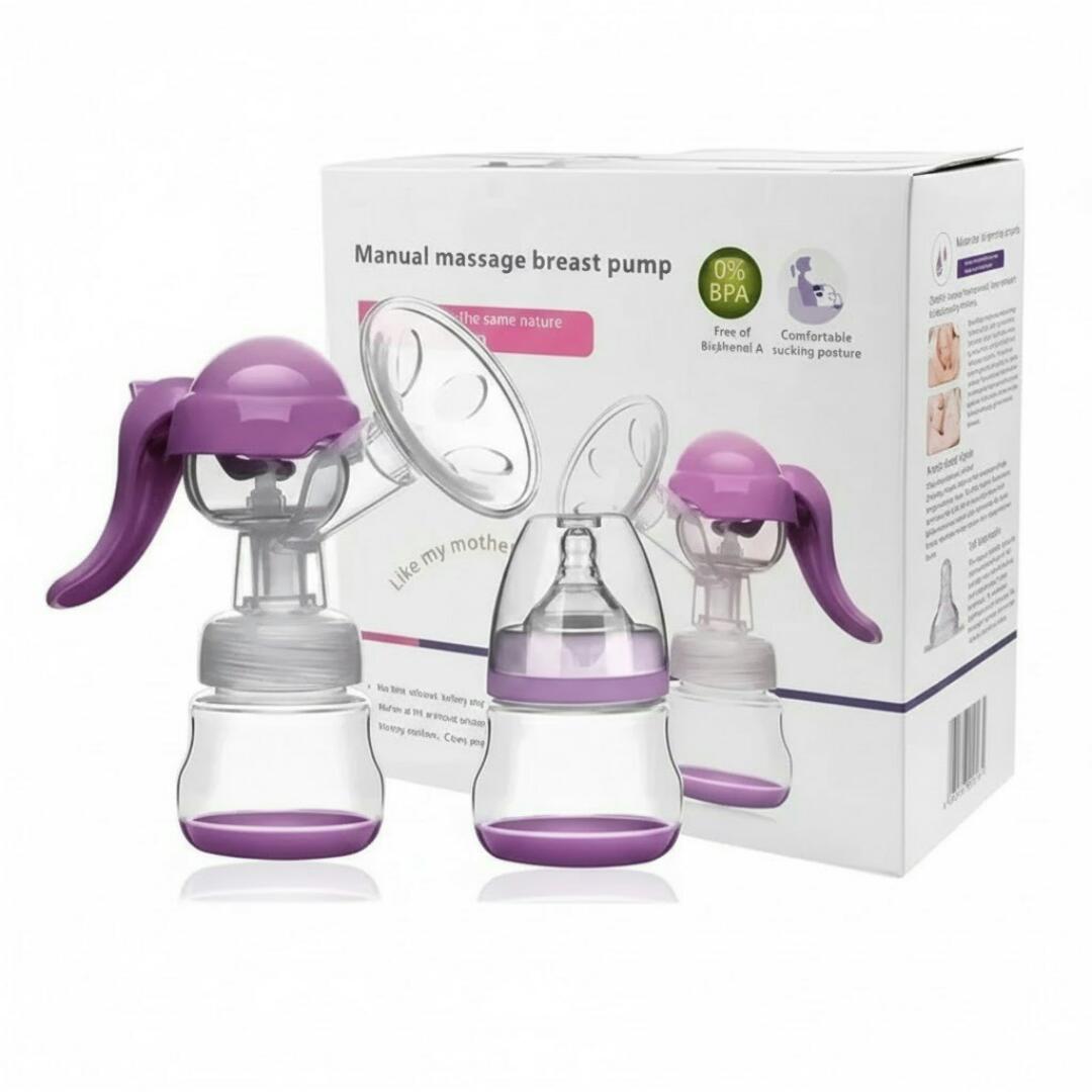 Manual Breast Pump – BPA-Free, Portable, and Easy-to-Use Breastfeeding Pump with Soft Silicone Cushion and Strong Suction