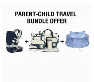 BUNDLE OFFER – 3-in-1 Baby Travel Essentials Set: Portable Baby Nest, 5-in-1 Ergonomic Carrier & Large 5-in-1 Diaper Bag