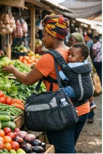 Ultimate Parent–Child Travel Bundle – Ergonomic Baby Carrier with Hood & Versatile 5-in-1 Diaper Bag System