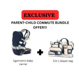 Ultimate Parent–Child Travel Bundle – Ergonomic Baby Carrier with Hood & Versatile 5-in-1 Diaper Bag System