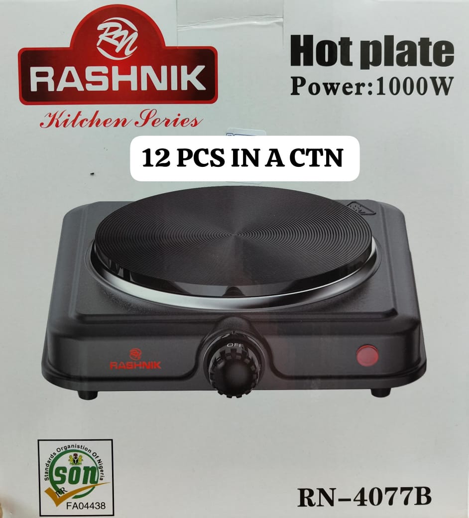 Rashnik single electric hot plate cooker. This Electric Cooker Hot Plate has a portable yet powerful design which makes it possible for you to cook food in quick time. It is also energy efficient