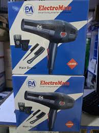 Em ElectroMate Blow Dryer Hair Blower 2200W With 3 Speed & 2 Temperature Settings, Black
