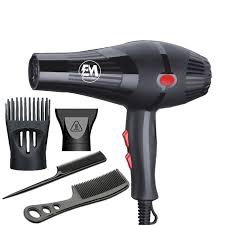 Em ElectroMate Blow Dryer Hair Blower 2200W With 3 Speed & 2 Temperature Settings, Black