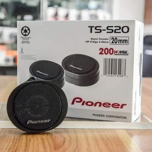 Pioneer TS-S20 200W High Power Car Tweeter Speaker System – 3/4'' Dome, Super Clear Sound, 20mm Mini Metal Dome Tweeters, Black, Universal Fit for Car Audio Upgrade, Crisp Treble, Durable Design