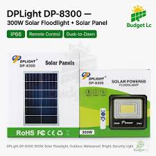 🦋Dp design Solar flood light 100w, 200w, 300W plus solar panel🤩:300W Voltage rated: 6V Lighting range: 30m Lighting angle:120° Lighting hours:30000h Highly water proof to prevent