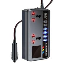 200W Car Power Inverter/Laptop Charger with 4 USB & 2 C Type(1 * 27WPD) Smart USB Ports, 2 AC Universal Outlets and 12V/24V DC to 220V AC with QC3.0 (4 USB Type A QC3.0 + 2 Type C)
