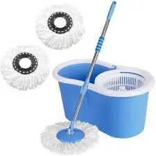 360 Degrees URK Spin Mop Rotating Bucket With Long Adjustable Mop - No spills, no shock and no damage to floors, Microfiber mop head works great wet or dry, Keeps your hands out of dirty water .