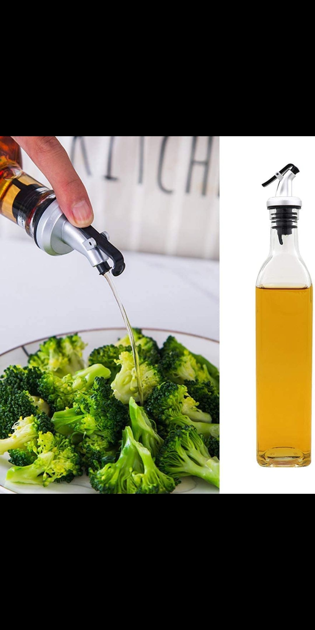500ml Glass Olive Oil Vinegar Dispenser Gravy Boat Kitchen Oil Bottle Stainless Steel Leak-Proof Soy Sauce Vinegar Storage, Oil Bottle, Oil Dispenser, Oil Dispenser for Kitchen