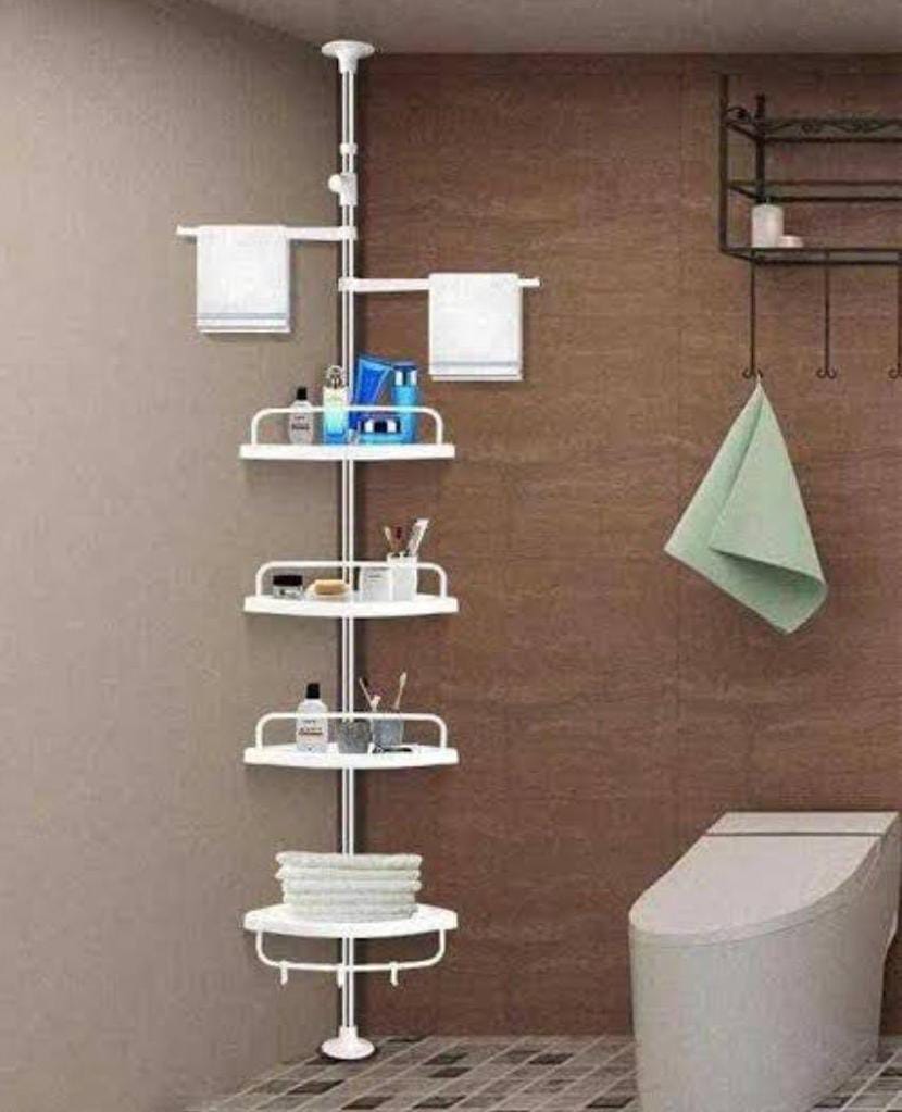 4 Tier Bathroom Adjustable Telescopic Multi-Corner Shelf Organiser with adjustable height