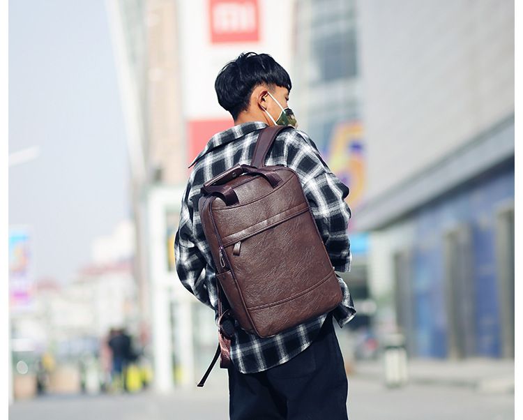 2025 High quality Unisex Business Casual Backpacks Travel Bag Black Leather Men's Fashion Shoulder Bags, Durable and Fashionable Bags