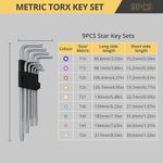 Ft Tools 9PC Piece TORKS Allen Wrench Hex Key Set Metric