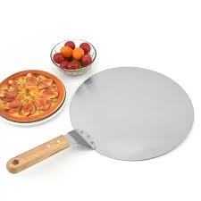 Pizza or cake Peel with Wooden Handle, Stainless Pizza Spatula, Pizza Pie Cake Server Tray