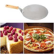 Pizza or cake Peel with Wooden Handle, Stainless Pizza Spatula, Pizza Pie Cake Server Tray