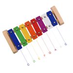 Wood Pine Xylophone 8-Note C Key Percussion Toddler Kid Glockenspiel With 2Child Safe Mallets 8Notes Diatonic,Colorful Metal Bars With Educational Development Musical,Xylophone for Tddlers