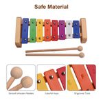 Wood Pine Xylophone 8-Note C Key Percussion Toddler Kid Glockenspiel With 2Child Safe Mallets 8Notes Diatonic,Colorful Metal Bars With Educational Development Musical,Xylophone for Tddlers