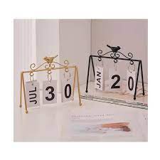 Desktop Date Calendar Home Office Desk Hanging Date Decor Metal Calendar for Daily Office Home Decor Monthly Weekly Year Planner Kitchen Desk Decor