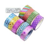 10 Rolls Mixed Glitter Washi Tape Stationery  Crafts Washi Tape Set of 10Rolls Multi-Purpose Masking Tape Great for DIY Decor- Multicolour