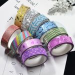 10 Rolls Mixed Glitter Washi Tape Stationery  Crafts Washi Tape Set of 10Rolls Multi-Purpose Masking Tape Great for DIY Decor- Multicolour