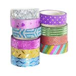 10 Rolls Mixed Glitter Washi Tape Stationery  Crafts Washi Tape Set of 10Rolls Multi-Purpose Masking Tape Great for DIY Decor- Multicolour