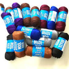 Brazilian Fashion 3pcs Brazilian Wool Brazilian Wool Hair for Braids Acrylic Hand Knitting Wool Yarn for Faux Locs Crochet Hair African Crochet Box Braids Senegalese Twist Jumbo Braids Braiding Hair