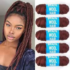 Brazilian Fashion 3pcs Brazilian Wool Brazilian Wool Hair for Braids Acrylic Hand Knitting Wool Yarn for Faux Locs Crochet Hair African Crochet Box Braids Senegalese Twist Jumbo Braids Braiding Hair