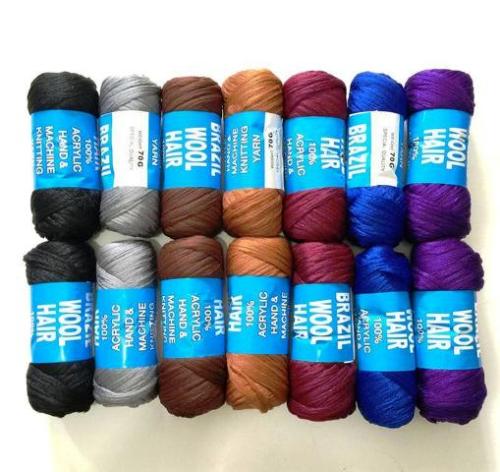 Brazilian Fashion 3pcs Brazilian Wool Brazilian Wool Hair for Braids Acrylic Hand Knitting Wool Yarn for Faux Locs Crochet Hair African Crochet Box Braids Senegalese Twist Jumbo Braids Braiding Hair