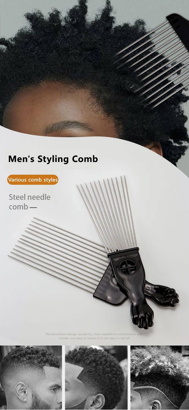 4 pieces Metal Afro Comb Afro Pick Tool - Wide Toothed Comb Black Metal Pick Comb Hair Combs Hair Comb For Hairdressing Styling Tool 4 Style