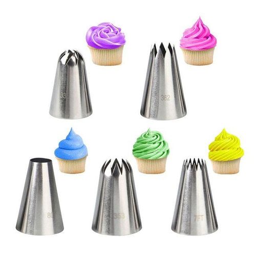 Icing Nozzles Large Piping Nozzle Stainless Steel Piping Tips Cake Piping Nozzle Set for Baking DIY Cookie Cream Cupcake Decorating Cake decorating option stainless steel nozzles icing set