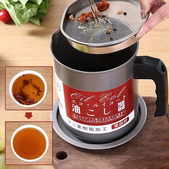 1.4L Stainless-Steel Oil Filter Storage Oil 1.4L Strainer Oil Cooking Oil Filter Storage Oil Container Leakage Proof Oil Strainer Kitchen Oil Tank Cooking Oil