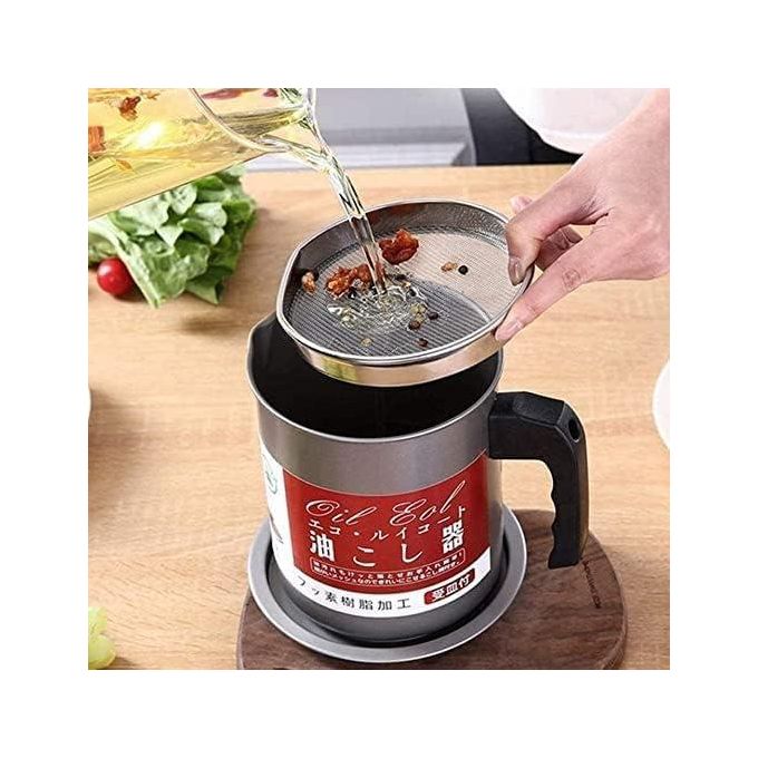 1.4L Stainless-Steel Oil Filter Storage Oil 1.4L Strainer Oil Cooking Oil Filter Storage Oil Container Leakage Proof Oil Strainer Kitchen Oil Tank Cooking Oil