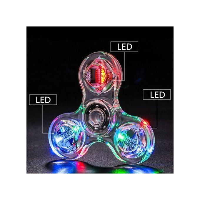 Transparent LED Light Fidget Spinner Hand Top Spinner EDC Spiner Finger Stress Relief Toys Kids Adult Toy (1PCS）Fingertip LED Spinning Top Stress Relief Toy For Children