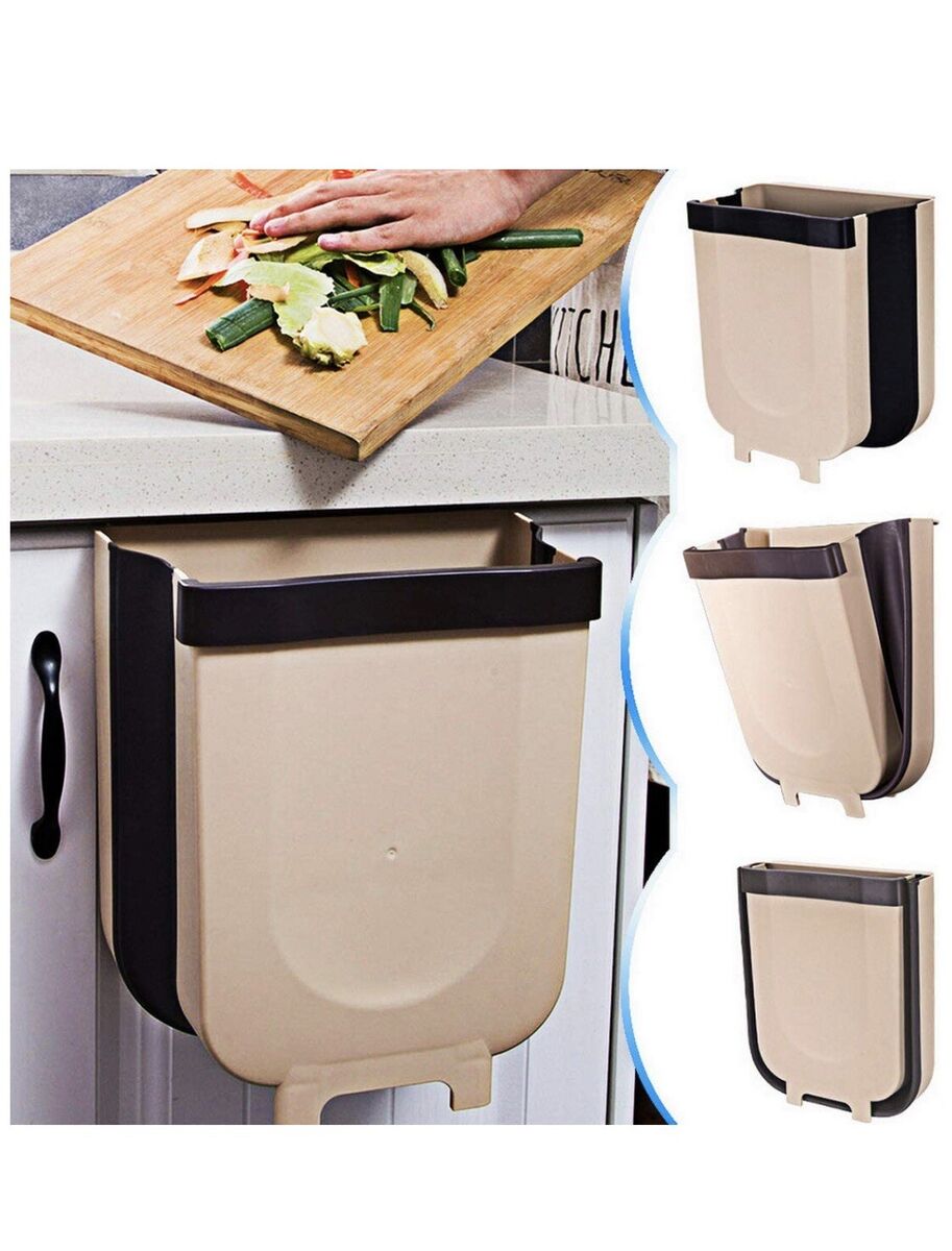New kitchen trash can hanging household foldable wall hanging cabinet door kitchen debris dry and wet classified storage basket Foldable Collapsible