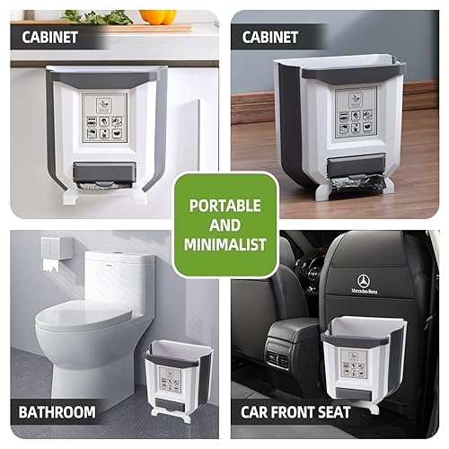 New kitchen trash can hanging household foldable wall hanging cabinet door kitchen debris dry and wet classified storage basket Foldable Collapsible