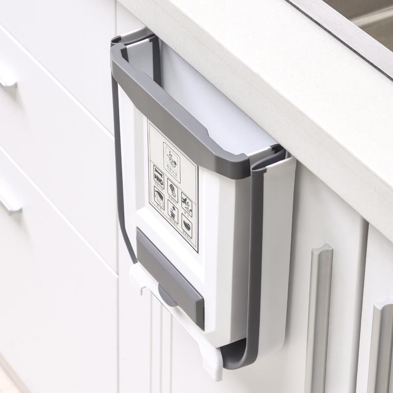 New kitchen trash can hanging household foldable wall hanging cabinet door kitchen debris dry and wet classified storage basket Foldable Collapsible