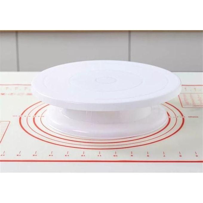 Rotating Cake Turntable Stand with Non-Slip Base-28 cm PLASTIC ROTATING CAKE DECORATING REVOLVING TURNTABLE BAKING STAND 360 DEGREE ROTATOR - WHITE