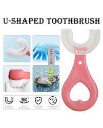 U-shaped Baby Toothbrush Children 360 Degree Child Toothbrushes Teethers Soft Silicone Toddlers Brush Kids Teeth Oral Care Cleaning Newborn Silicone Baby Toothbrush, 1-2 Years