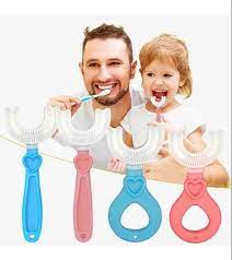 U-shaped Baby Toothbrush Children 360 Degree Child Toothbrushes Teethers Soft Silicone Toddlers Brush Kids Teeth Oral Care Cleaning Newborn Silicone Baby Toothbrush, 1-2 Years